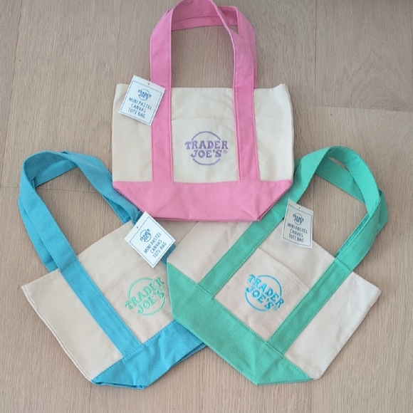 Trader Joe'S Handbags - Trader Joe's Pastel Canvas Mini Tote Bags